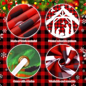 Christmas Nativity Door Cover Jesus is The Reason for The Season Christmas Door Decorations Banner Holy Religious Red Buffalo Plaid Porch Sign Backdrop Background for Xmas Holiday Party Supplies