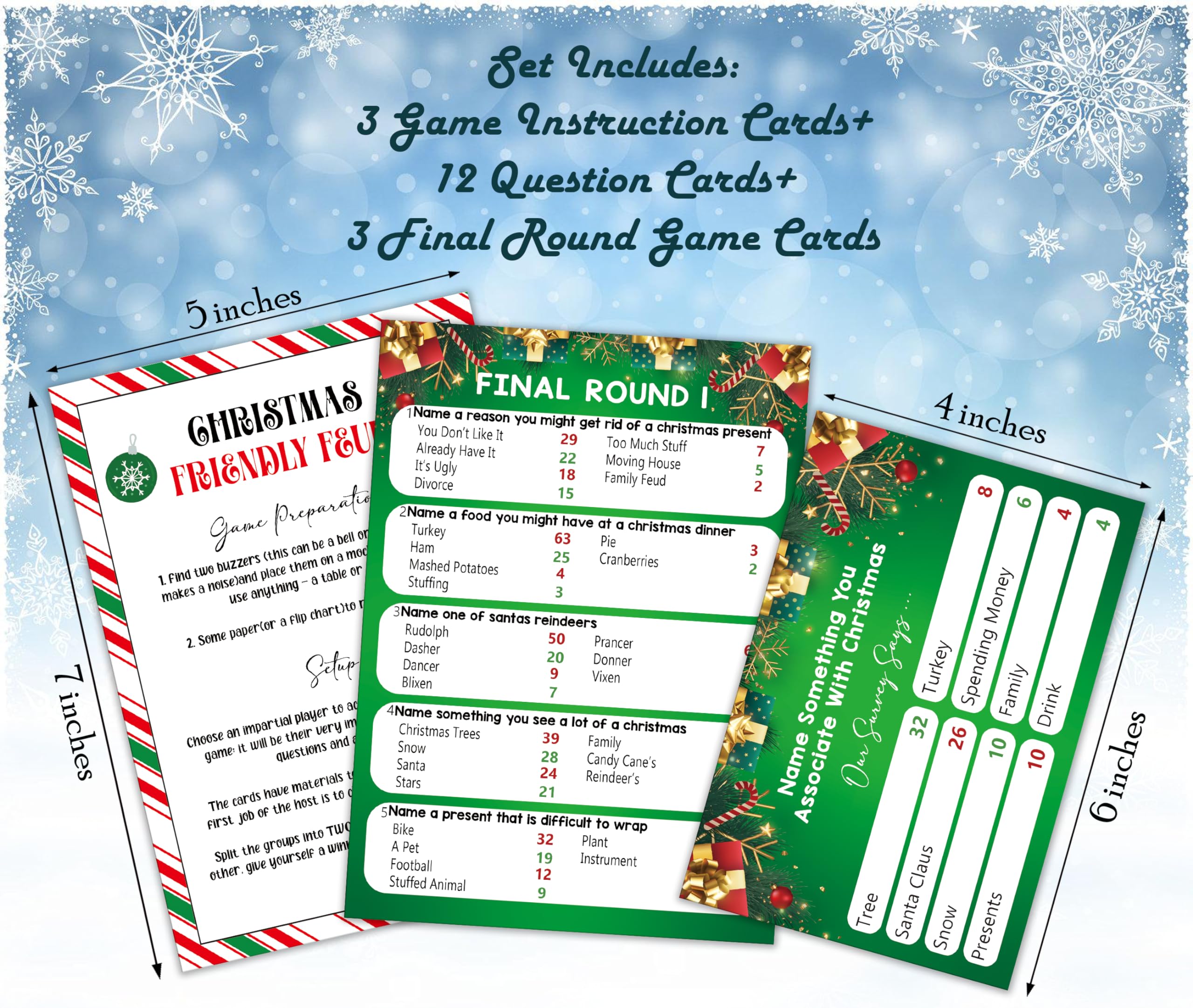 Christmas Feud Games, Friendly Feud Games, Family Activity, Family Games for Game Night, Baby Shower Game, Party Supplies for Adults, Xmas Holiday Party Game and Activity Decorations (f001)