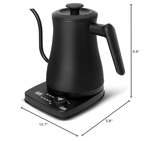 TUMIDY Electric Gooseneck Kettle Temperature Control 1L 8 Variable Presets Pour over Coffee Kettle, 1500W Rapid Heating, Stainless Steel Inner, Auto Shutoff Anti-dry Protection Matte Black