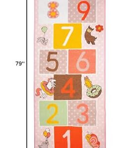 Hopscotch Squad Hop & Count Hopscotch Rug for Play Space & Room Decor with Skid-Proof Backing, 79” L ong x 29” Wide - Classic Hopscotch Rug for Kids