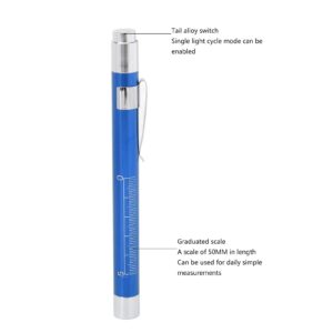 Pen Lights for Nurses, Aluminum Alloy LED Penlight with Pupil Gauge – Concave Design for Precise Yellow Lighting, Medicals Pen Light(Blue)