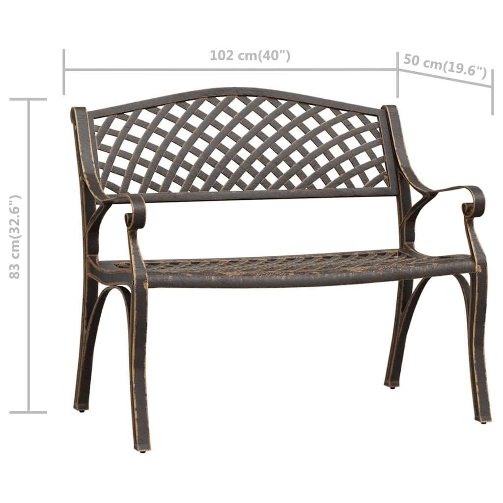 WEHUOSIF Patio Bench 40.2" Cast Aluminum,Back Chair,Garden Bench, Backyard Benches,Yard Bench,Park Bench,Farmhouse Bench,Outdoor Furniture,for Patio, Porch, Backyard, Bronze