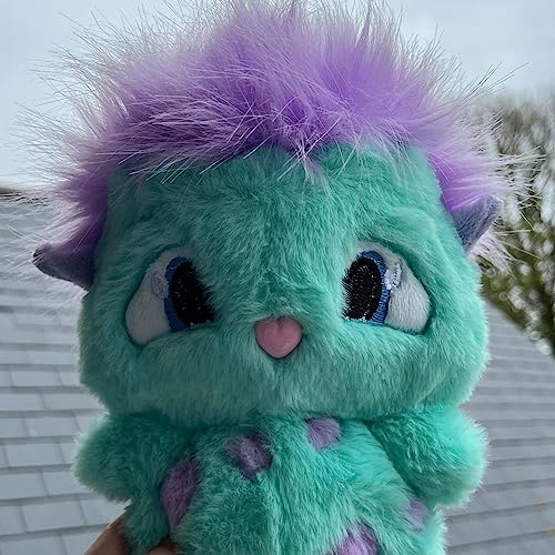 Furry Bibble Plushies, Purple Hair Kawaii Chubby Elf Plush Doll, Super Soft Hit Animated Movie Character Plush Toy, Creative Role Throw Pillow, Funny Cute Home Decor Collectibles Stuffed Toys-Green