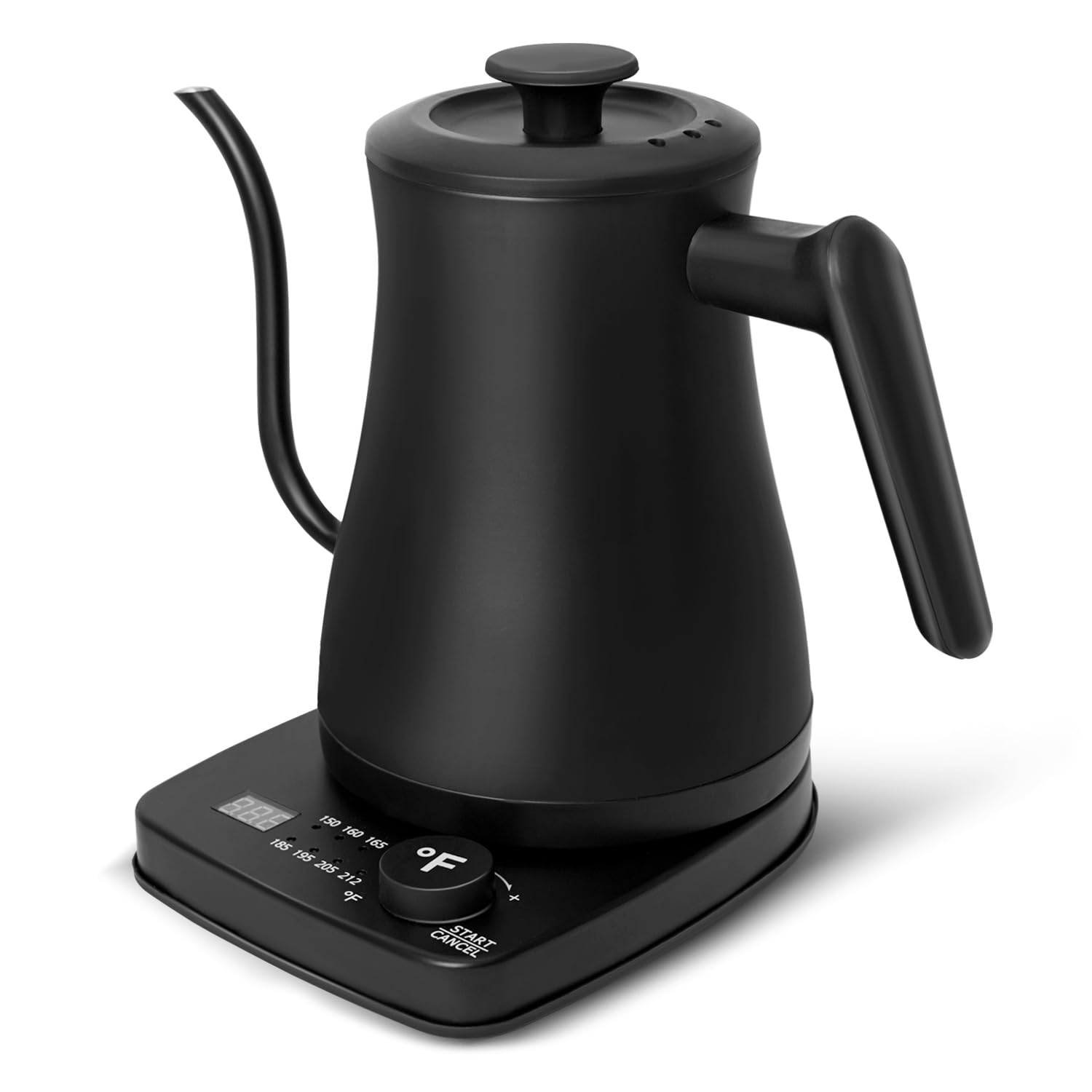 TUMIDY Electric Gooseneck Kettle Temperature Control 1L 8 Variable Presets Pour over Coffee Kettle, 1500W Rapid Heating, Stainless Steel Inner, Auto Shutoff Anti-dry Protection Matte Black