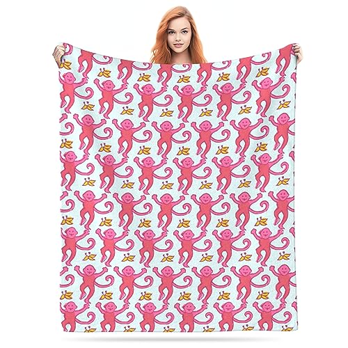 Preppy Blanket Cute Funny Monkeys Decor Throw Blanket Gifts for Girls Boys Super Warm Soft Plush Fleece Flannel Blanket Winter Couch Bedding Blanket for Baby Kids Women 50"x40"