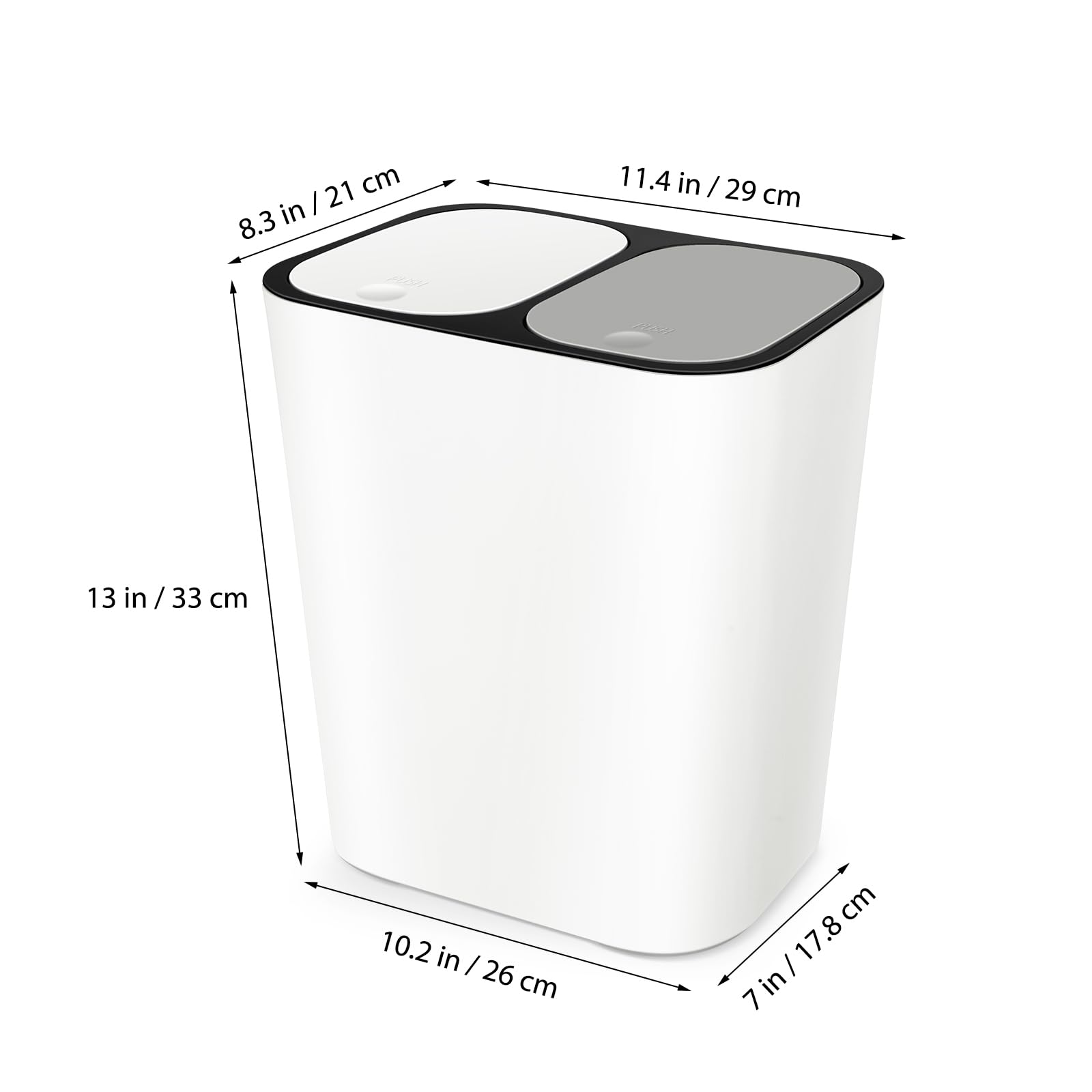 GANAZONO Trash Can Dual Compartment Garbage Can 15L Recycling Bin Double Bin Trash Can with Lid for Kitchen Office Bedroom