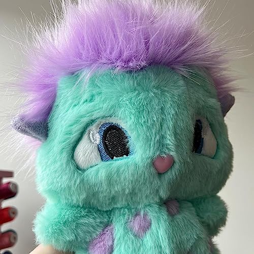 Furry Bibble Plushies, Purple Hair Kawaii Chubby Elf Plush Doll, Super Soft Hit Animated Movie Character Plush Toy, Creative Role Throw Pillow, Funny Cute Home Decor Collectibles Stuffed Toys-Green