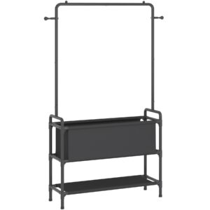 Calmootey Clothing Rack with Storage Bag, 3-in-1 Garment Rack, Non-woven Shelves for Shoes, Clothes Rack for Bedroom, Hallway, Entryway, Black