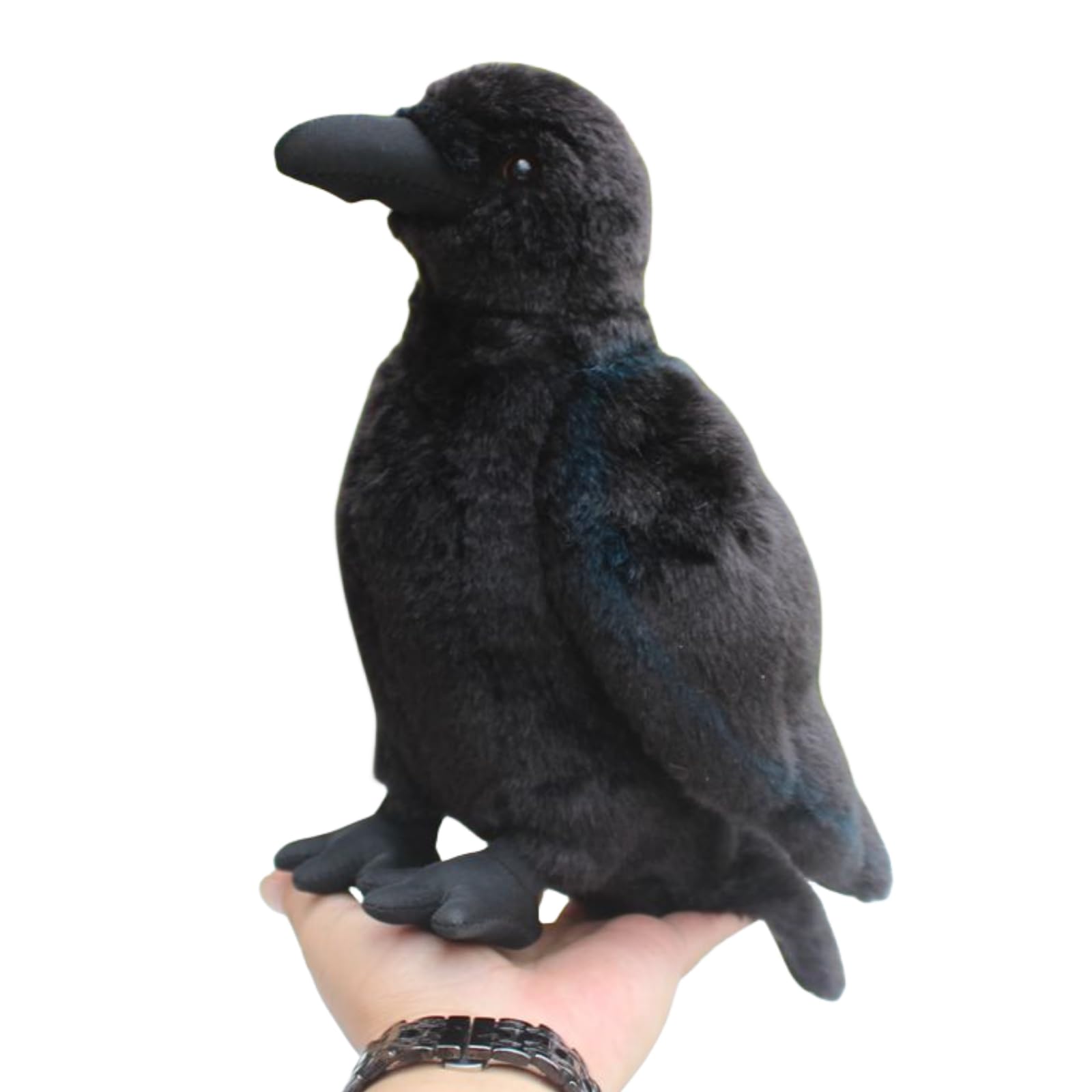 Whrigud Realistic Crow Plush, Cute Black Raven Stuffed Animal Plush Pillow Toys, Soft Little Bird Raven Stuffed Toys Doll for Birthday Kids Gifts Home Decor 9.44''