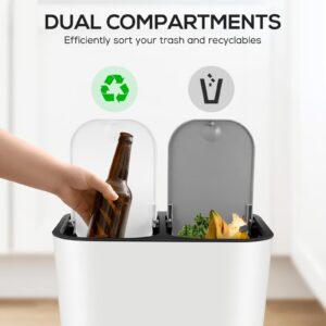 GANAZONO Trash Can Dual Compartment Garbage Can 15L Recycling Bin Double Bin Trash Can with Lid for Kitchen Office Bedroom