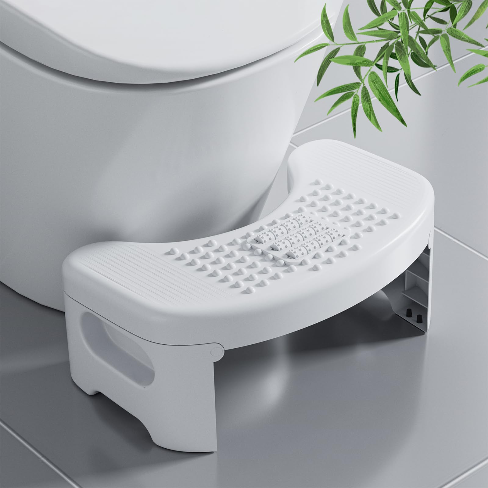 Toilet Stool for Adult Poop Stool for Bathroom, 7 Inch Foldable Portable Toilet Stool for Adults, Non-Slip Toilet Step Stool for Bathroom, Footrest Stool for Pooping, Toilet Assistance Step(White)