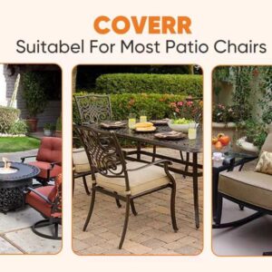 COVERR Outdoor Patio Furniture Cover, Waterproof Heavy Duty Patio Chair Cover, Patio Chair Covers 2 Pack Fits Up to 30Wx34Dx36H inches (Beige & Orange)…