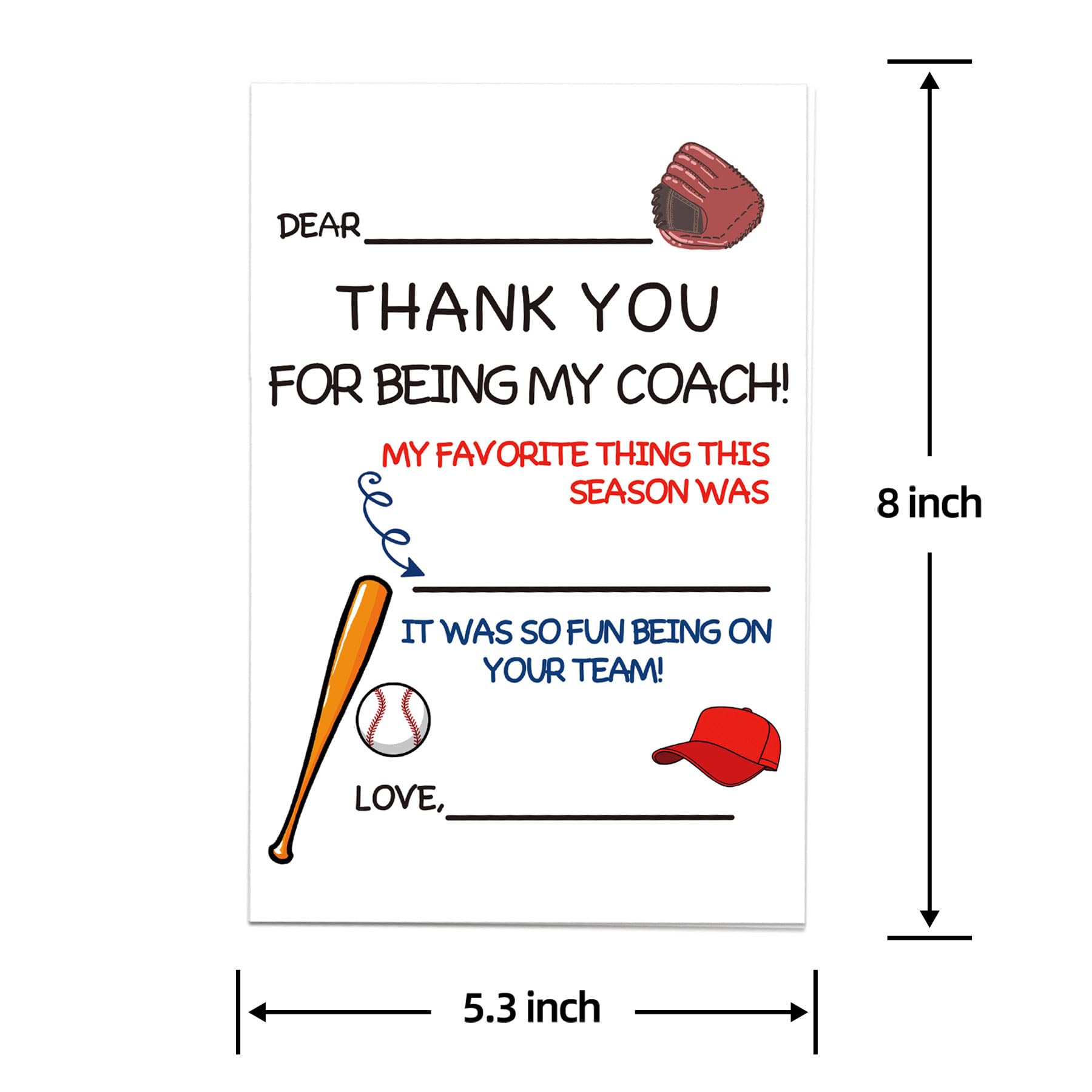 Arsagen Thank You Card for Baseball Coaches, Awesome Appreciation Card for Men or Women, Personalized Baseball Teacher Thank You Card, Thank You for Being My Baseball Coach