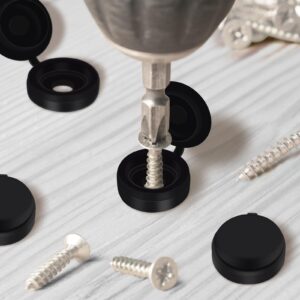 Aleric 100pcs Screw Caps, 5mm ID Plastic Hinged Screw Cover Caps, Folding Shutter Screw Covers Cap Snap Washer Covers Flip Tops for Covering Screw Heads, Screw Protection Caps (Medium, Black)