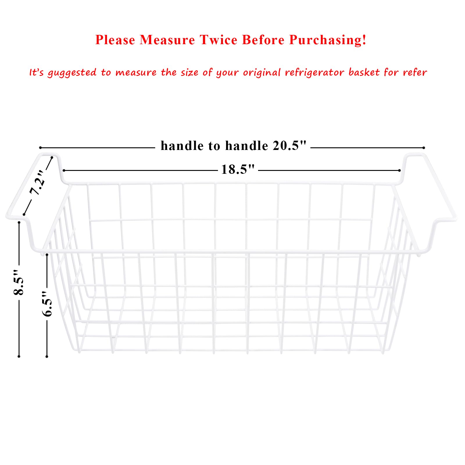 Homics Chest Freezer Baskets 20.5 Inch, Chest Freezer Organizer Bins Metal Wire Storage Baskets with Hanging Handles for Deep Freezer, Set of 2