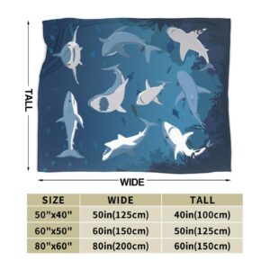 Shark Throw Blanket, 320gsm Kids Blanket Fluffy Cozy Soft Warm Plush Lightweight Decorative Blanket Gifts for Boys Girls Women Men Baby, Blankets Quilt for Bed Sofa Chair Couch (50"x40")