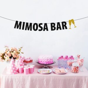 Mimosa Bar Banner Black Glitter, Bridal Shower/Bubbly Bar/Champagne Brunch/Baby Shower/Wedding/Engagement/Birthday/Graduation/Fiesta Party Decorations