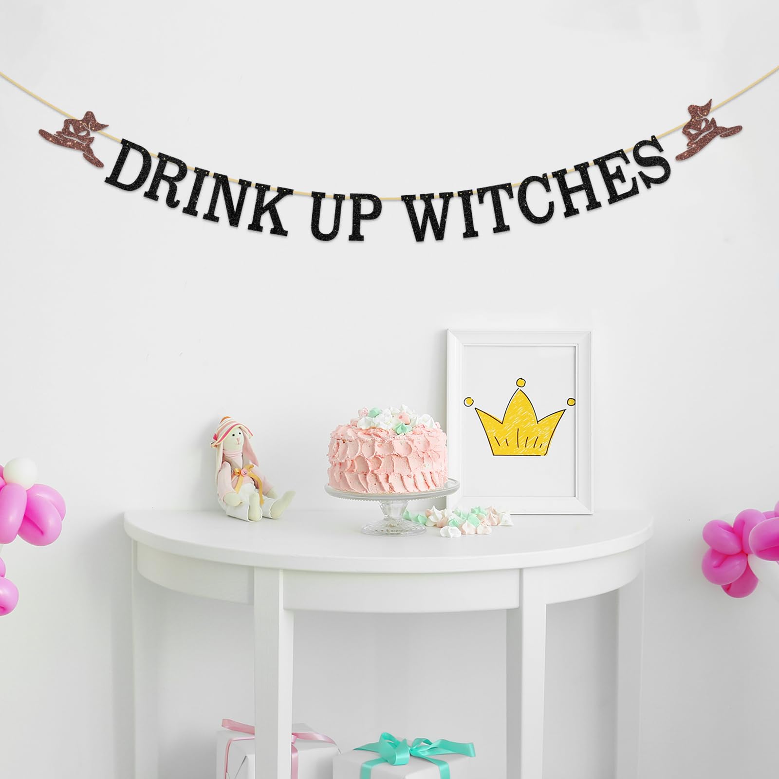 ShuanQ Drink Up Witches Banner - Witch Theme Halloween Party Decoration - Halloween Baby Shower/Bridal Shower/Birthday/Wedding Party Bunting Decor