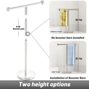 VEHHE T-Shape Hand Towel Holder for Bathroom, Height Adjustable Hand Towel Stand, SUS304 Stainless Steel Towel Holder Stand Non-Slip for Adults, Children（Silver）