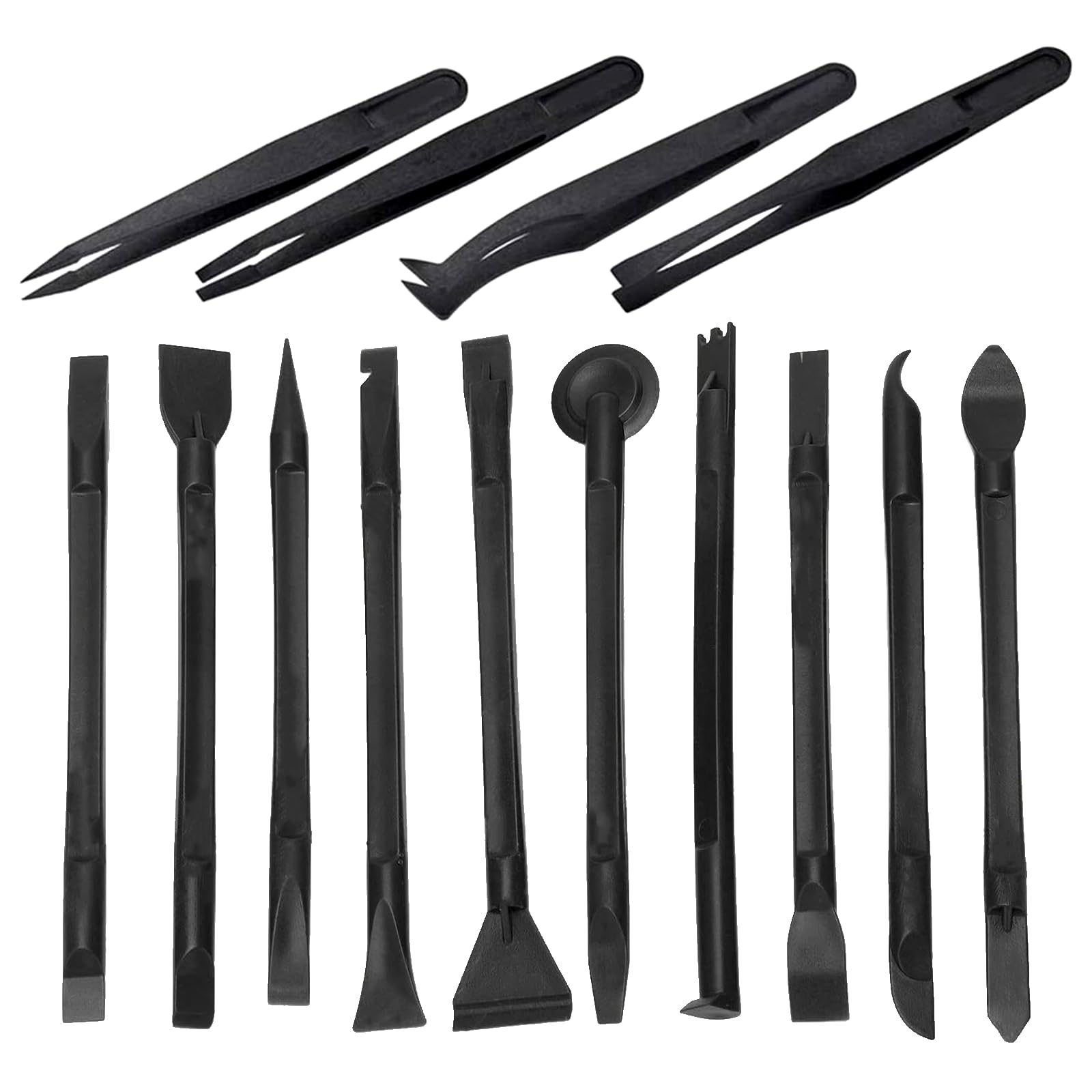 Putty 10PCS Plastic Scraper Tool + 4PSC Precision Anti-static Tweezers, Scratch Free Cleaning Pen-Shaped Scraper Tool Stiff Multipurpose for Tight Spaces Scraper Small Plastic Scraper Tool