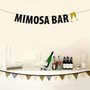 Mimosa Bar Banner Black Glitter, Bridal Shower/Bubbly Bar/Champagne Brunch/Baby Shower/Wedding/Engagement/Birthday/Graduation/Fiesta Party Decorations