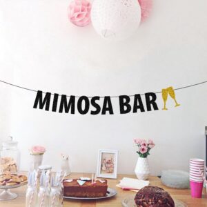 Mimosa Bar Banner Black Glitter, Bridal Shower/Bubbly Bar/Champagne Brunch/Baby Shower/Wedding/Engagement/Birthday/Graduation/Fiesta Party Decorations