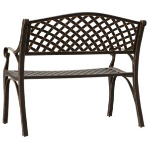 WEHUOSIF Patio Bench 40.2" Cast Aluminum,Back Chair,Garden Bench, Backyard Benches,Yard Bench,Park Bench,Farmhouse Bench,Outdoor Furniture,for Patio, Porch, Backyard, Bronze