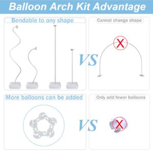 Summer&Kiss Balloon Arch Kit 8.2 ft High & 5 ft DIY Free Bending Shape Half Arch Balloon Stand Irregular Standing Balloon Arch Stand with Base for Party Birthday Graduation Wedding Backdrop Decoration