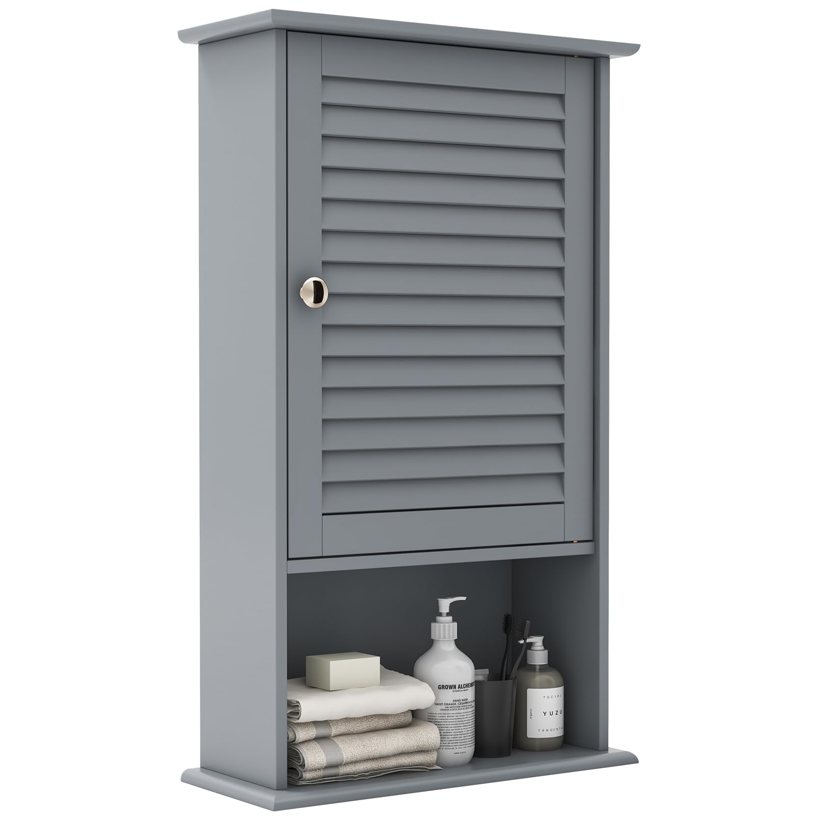 Safeplus Bathroom Wall Cabinet, Medicine Cabinet with Adjustable Shelves, Ideal for Bathroom, Kitchen, Living Room ﻿ (Grey, BA7597)