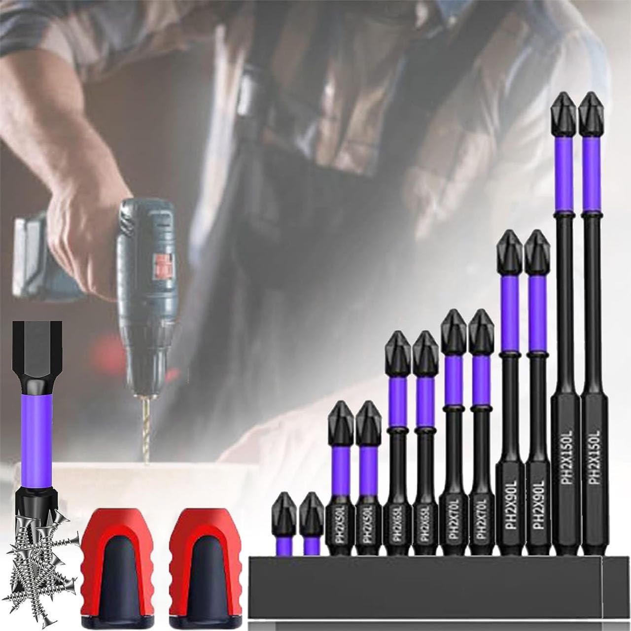 14PCS Upgraded Magnetic Screwdriver Bits, 2024 New D1 Anti-Slip and Shock-Proof Bits with Screwdriver Bits, Magnetic Drill Bit Set for Home, Garden, Outdoors