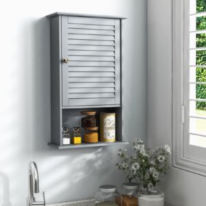 Safeplus Bathroom Wall Cabinet, Medicine Cabinet with Adjustable Shelves, Ideal for Bathroom, Kitchen, Living Room ﻿ (Grey, BA7597)