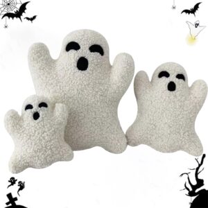 cute ghost pillow, ghost shaped plush pillow, halloween throw pillows decorative spooky pillows, halloween ghost pillow, ghost stuffed animal for sofa bed couch holiday party children gift (3pcs)