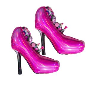 BoningNEW 2Pcs High Heels Balloons Pink High-Heeled Shoes Mylar Foil Balloons for Women Birthday Party Wedding Engagement Bridal Shower Party Stiletto Themed Party Decorations Supplies