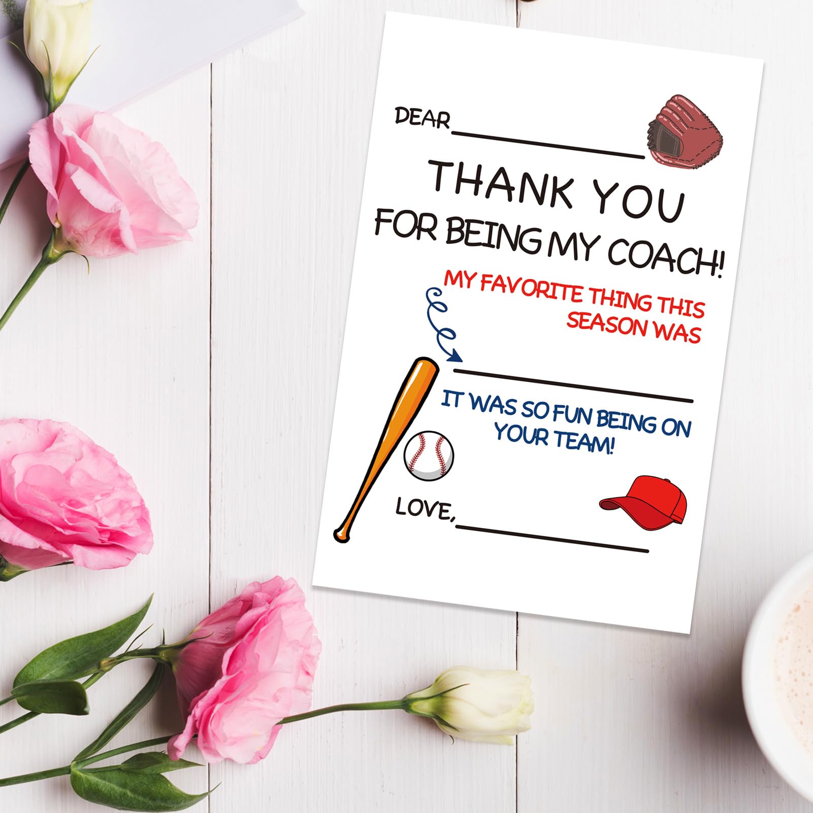 Arsagen Thank You Card for Baseball Coaches, Awesome Appreciation Card for Men or Women, Personalized Baseball Teacher Thank You Card, Thank You for Being My Baseball Coach