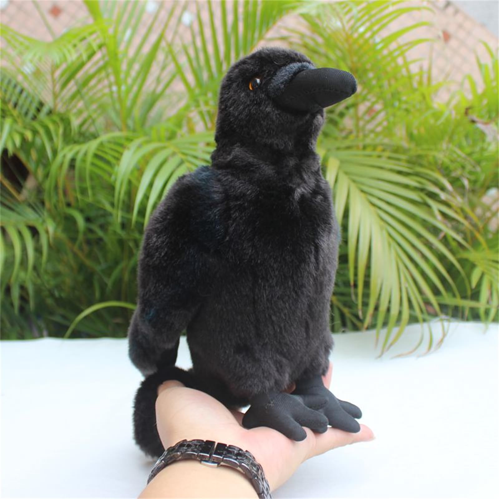 Whrigud Realistic Crow Plush, Cute Black Raven Stuffed Animal Plush Pillow Toys, Soft Little Bird Raven Stuffed Toys Doll for Birthday Kids Gifts Home Decor 9.44''