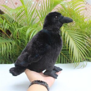 Whrigud Realistic Crow Plush, Cute Black Raven Stuffed Animal Plush Pillow Toys, Soft Little Bird Raven Stuffed Toys Doll for Birthday Kids Gifts Home Decor 9.44''