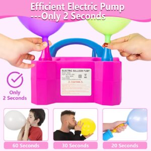 Balloon Pump, Balloon Pump Electric, Portable Dual Nozzle Electric Blower Air Pump Inflator for Party Decoration. Faster and Save Time [110V~120V, 600W, Rose Red]