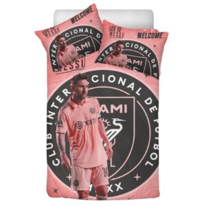 BBOSCH Miami Bedding Set Soccer Duvet Cover Set Pink Bed Football Comforter Soft Microfiber Soccer Bedding Sets 3 Pieces Fruit Comforter Cover and 2 Pillowcase for Bedroom (Twin, Pink 1)