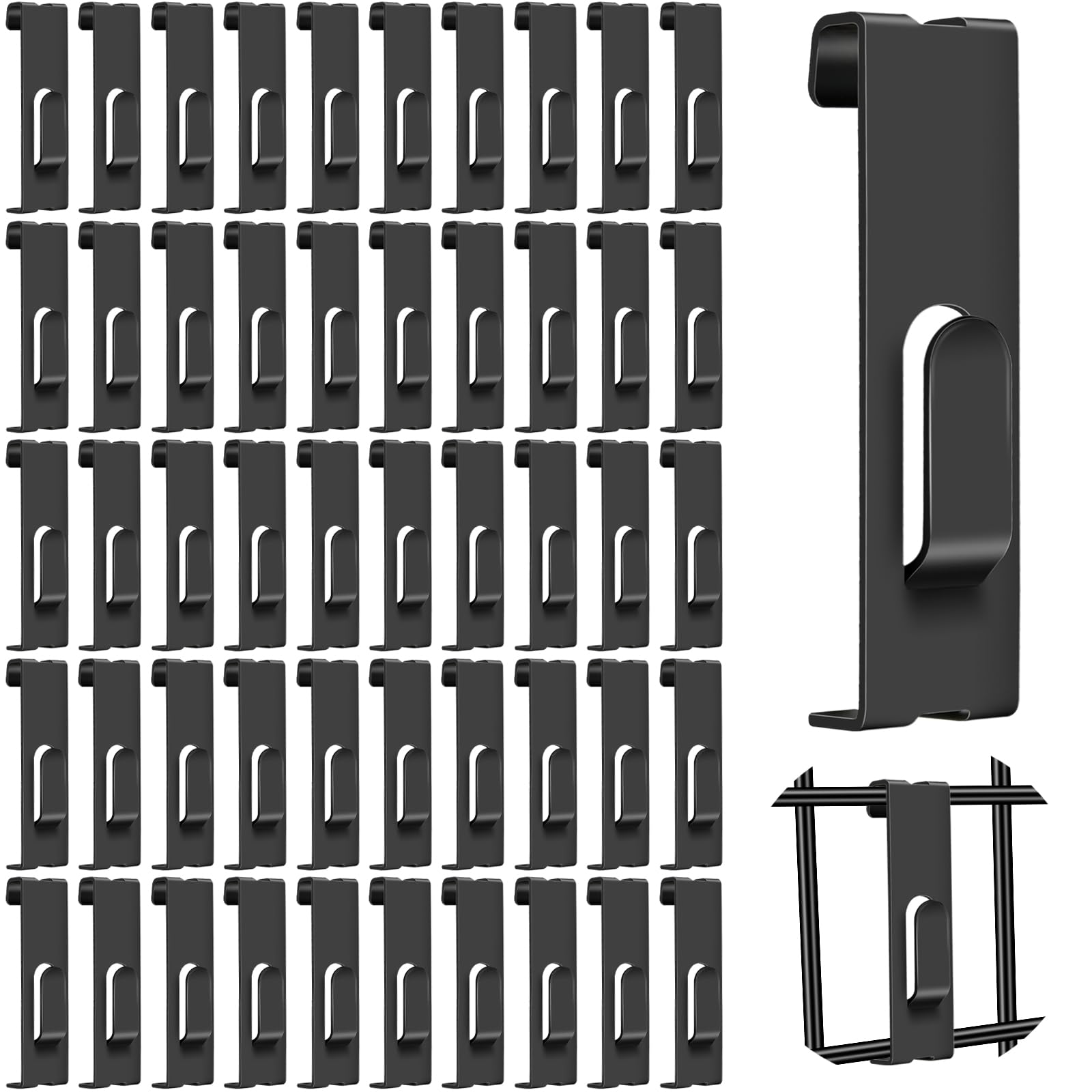 Supkiir Metal Grid Wall Hooks, 50Pcs Black L-Shaped Hooks for Picture Hanging, Display Grid Wall Panel Accessories, 10lbs Weight Capacity, Offices, Kitchen Decoration