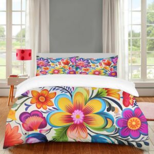 bohemian double bed duvet set - 3 pieces | various sizes | soft & breathable | durable hidden zipper | high density wash | unisex & all-season full 79x90 inch