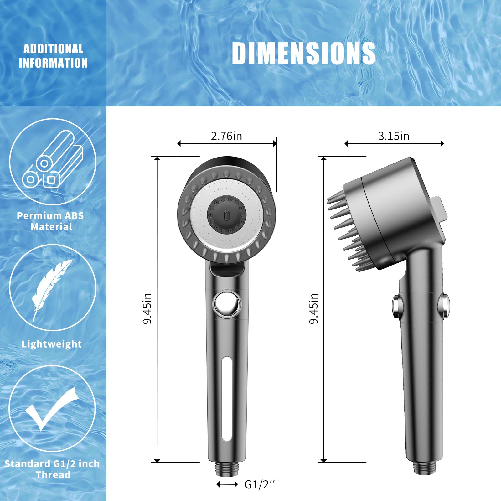 PWERAN Filtered Shower Head with Handheld, High Pressure Water Flow and Multiple Spray Modes Shower Head with Filter, Power Wash for Hard Water, Showerhead with ON/OFF Switch for Pets Bath