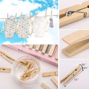 50pcs Clothes Pins 4 Inch Wooden Clothespins Large Clothes Pin for Laundry - Heavy Duty Spring and Wood