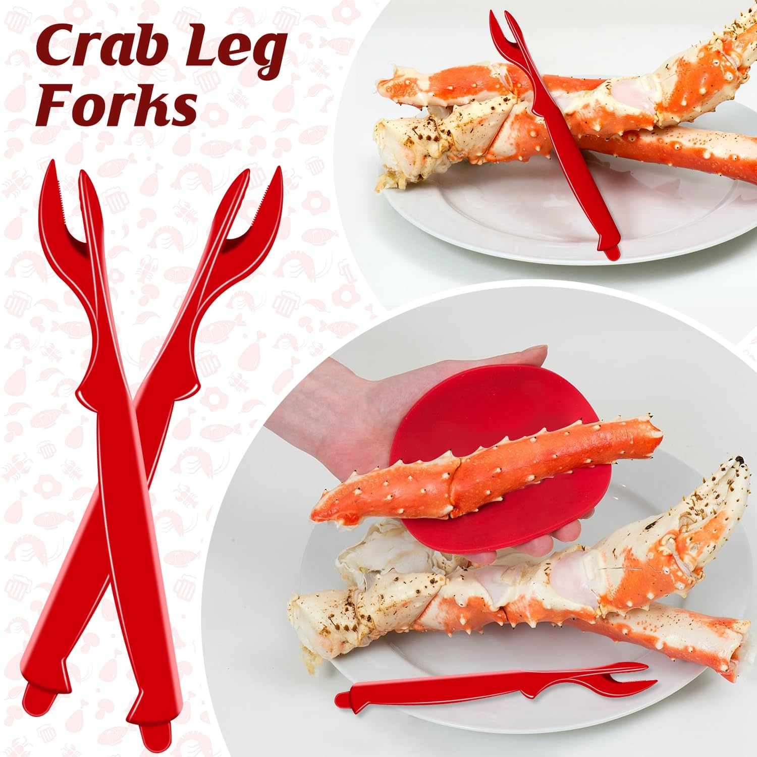 12Pcs Crab Legs Crackers, Seafood Cracker for Crab, Lobster, Crawfish, Prawns and Shrimp, Super Easy Seafood Sheller, Seafood Tools