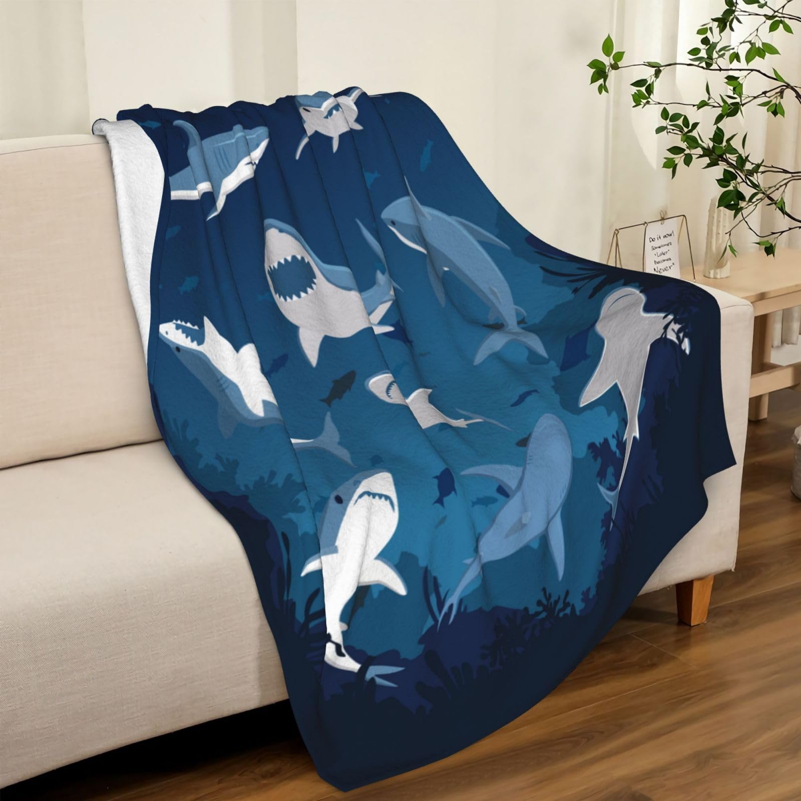 Shark Throw Blanket, 320gsm Kids Blanket Fluffy Cozy Soft Warm Plush Lightweight Decorative Blanket Gifts for Boys Girls Women Men Baby, Blankets Quilt for Bed Sofa Chair Couch (50"x40")