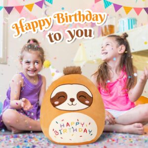 CozyWorld 15" Birthday Sloth Plush Pillow Soft Sloth Plush Toy Cute Sloth Stuffed Animal Home Room Decoration Birthday Gift for Kids Toddlers Brown