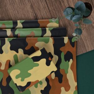 100 Sheets 20 * 14 Inches Camo Tissue Paper for Gift Wrapping, Green Black Camouflage Tissue Paper for Gift Bags for Birthday Camping Themed Party Retirement Hunting Party DIY Craft