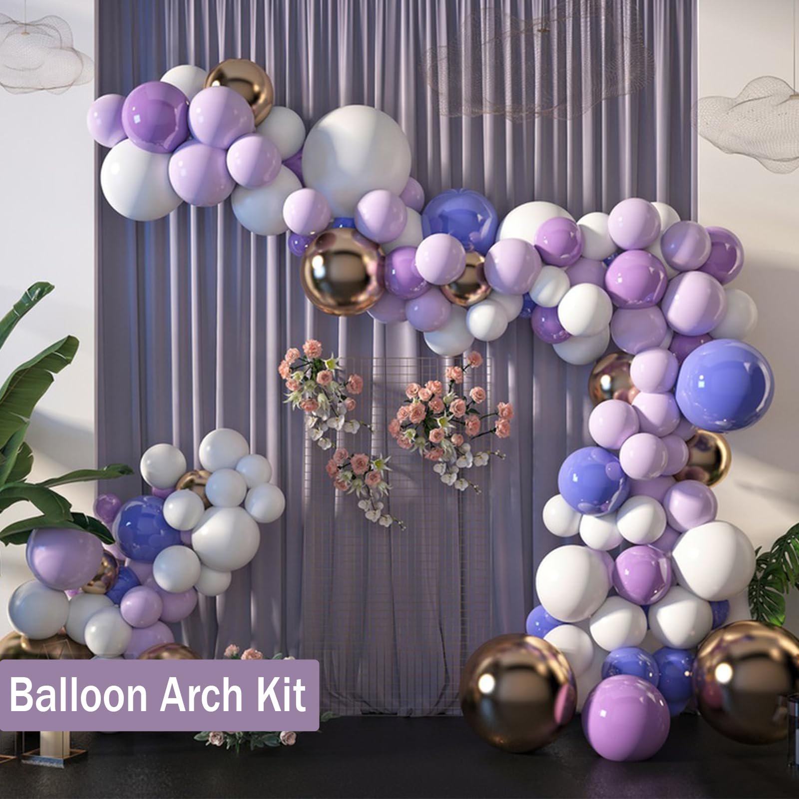 Summer&Kiss Balloon Arch Kit 8.2 ft High & 5 ft DIY Free Bending Shape Half Arch Balloon Stand Irregular Standing Balloon Arch Stand with Base for Party Birthday Graduation Wedding Backdrop Decoration