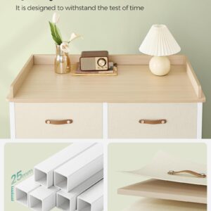 SONGMICS Dresser for Bedroom with 6 Drawers, Chest of Drawers, with Water-Resistant Changing Table, Storage Organizer Cabinet, for Kids Room Nursery Living Room Hallway, Beige UGKR101K01