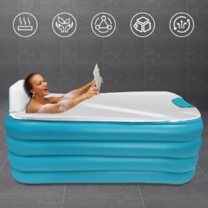 Guaopom Inflatable Bathtub Adult with Electric Air Pump, Freestanding Blow Up Bathtub Indoor Or Outdoor Portable Foldable Bath Tub with Bath Pillow Headrest for Adults Spa, Green PVC