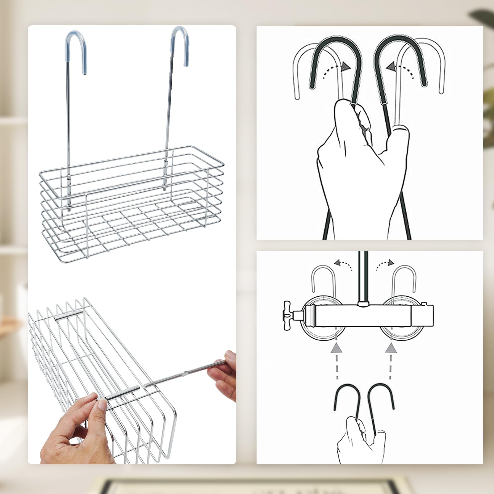 Tsnamay 11.02" Shower Caddies,Hanging Shower Rack Bathroom Rack Storage Rack,304 Stainless Steel Rust Proof,Total height 12"/30.5cm